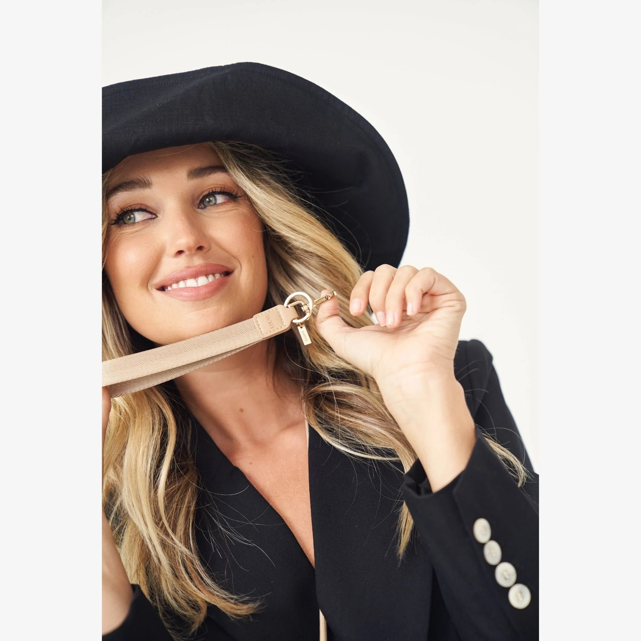 Key Chain | Beige Leather & Nylon - Image 3