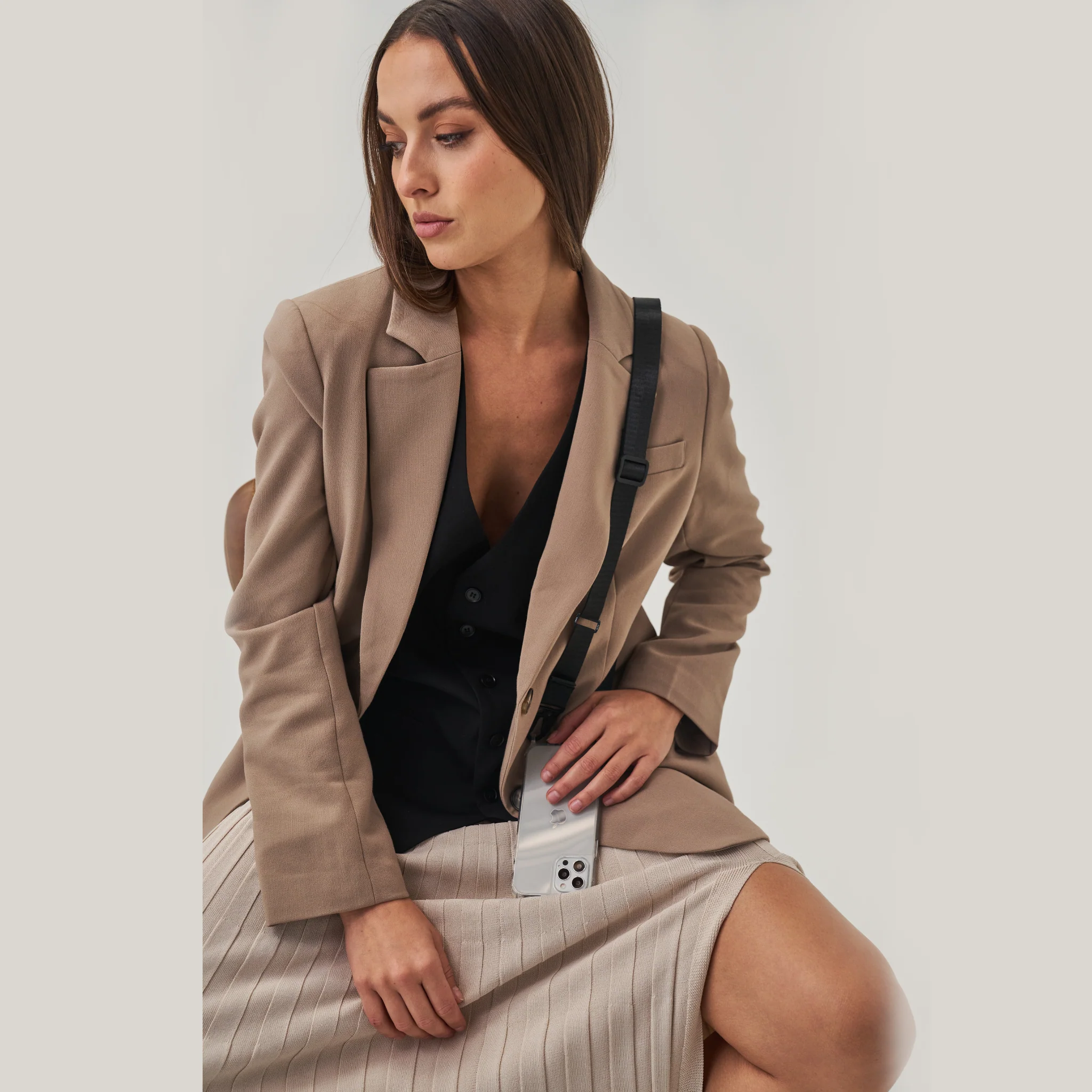 Clear Phone Case + Gold-Plated Wristlet + Black Crossbody Lanyard - Image 6