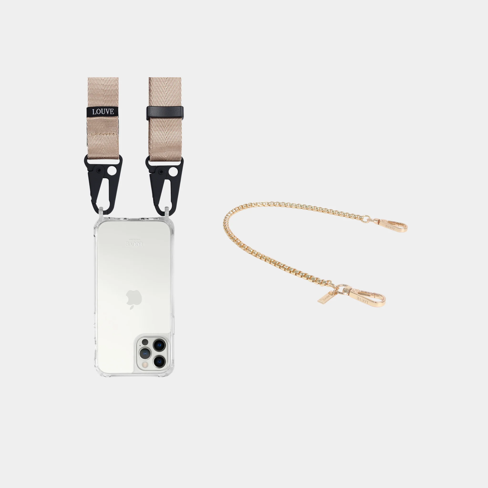 Clear Phone Case + Gold-Plated Wristlet + Nude Crossbody Lanyard - Image 13