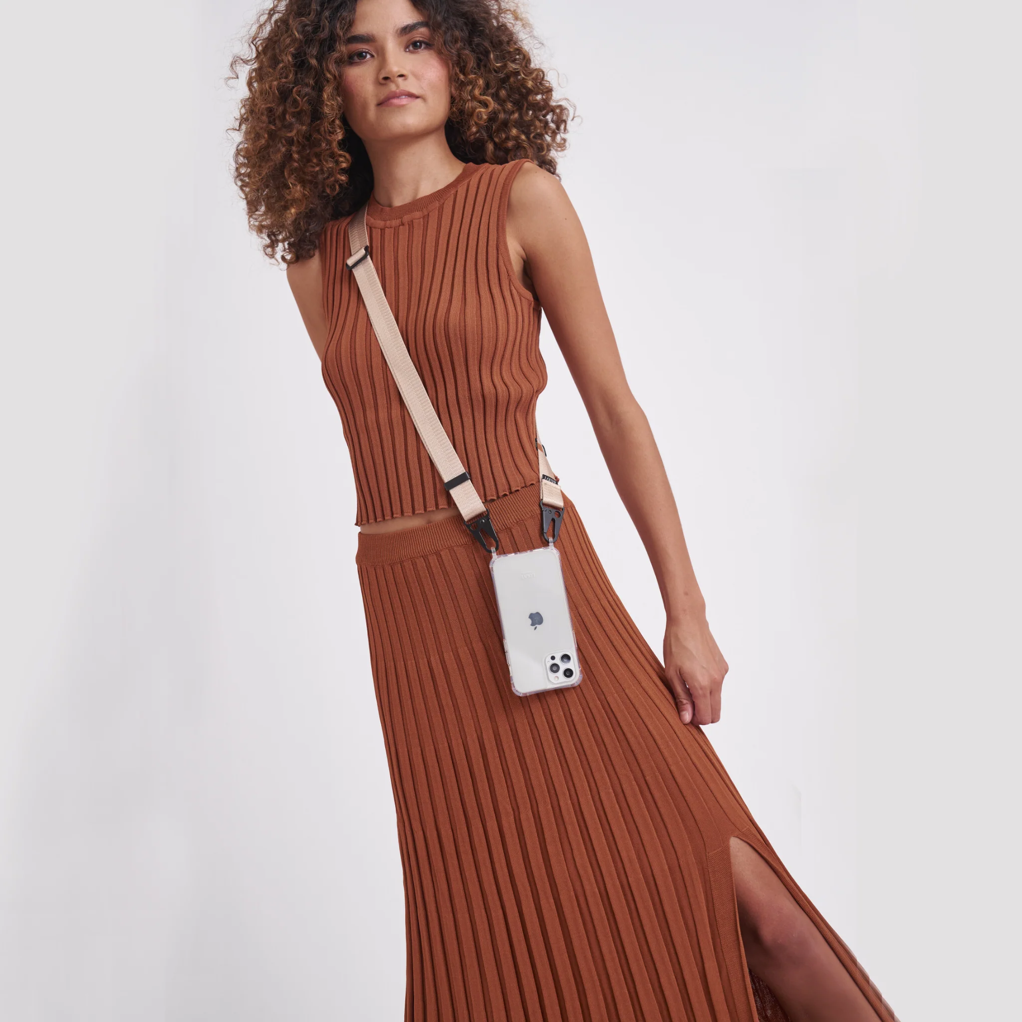 Clear Phone Case + Pearl Wristlet + Nude Crossbody Lanyard - Image 13