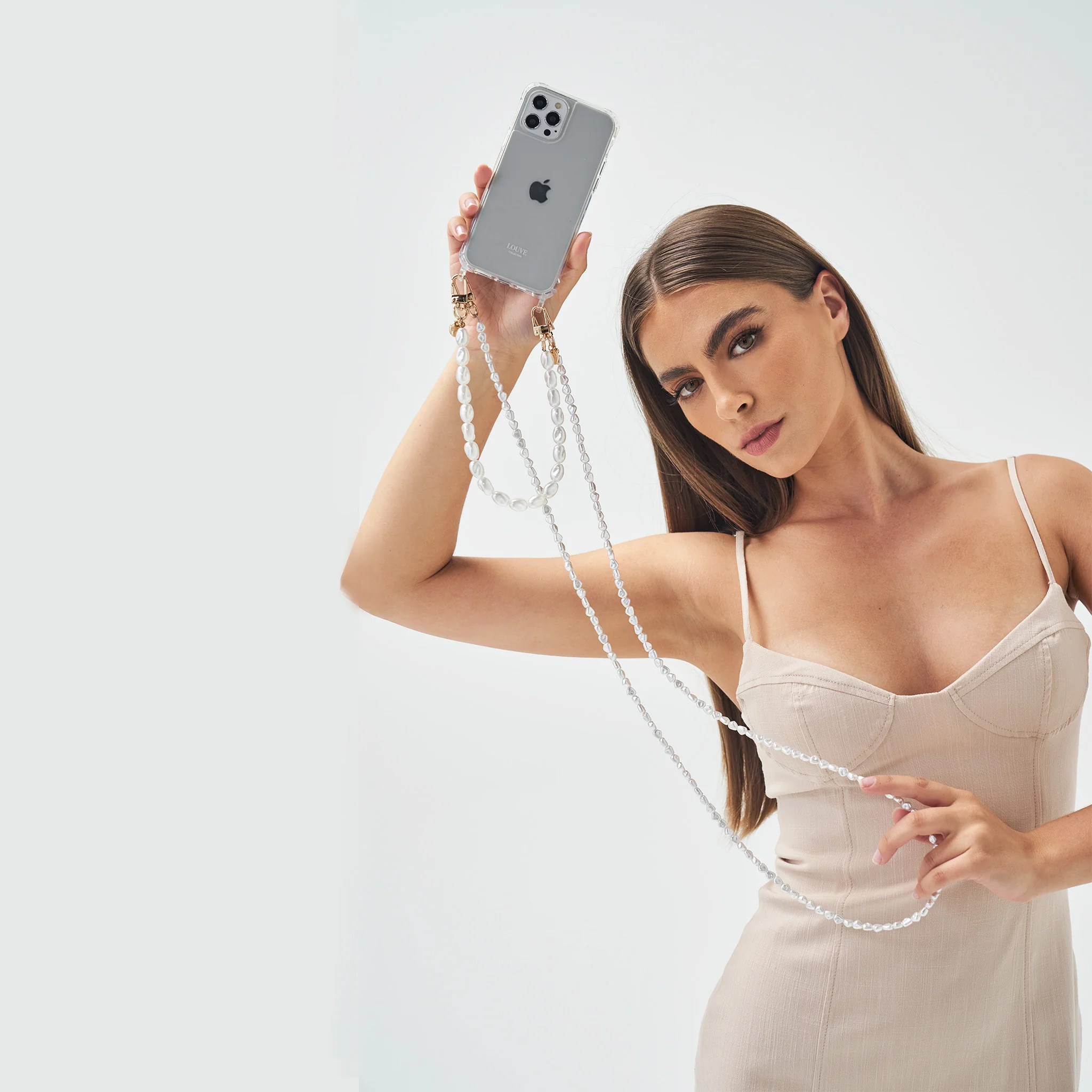 Clear Phone Case + Pearl Wristlet & Crossbody Chain - Image 5