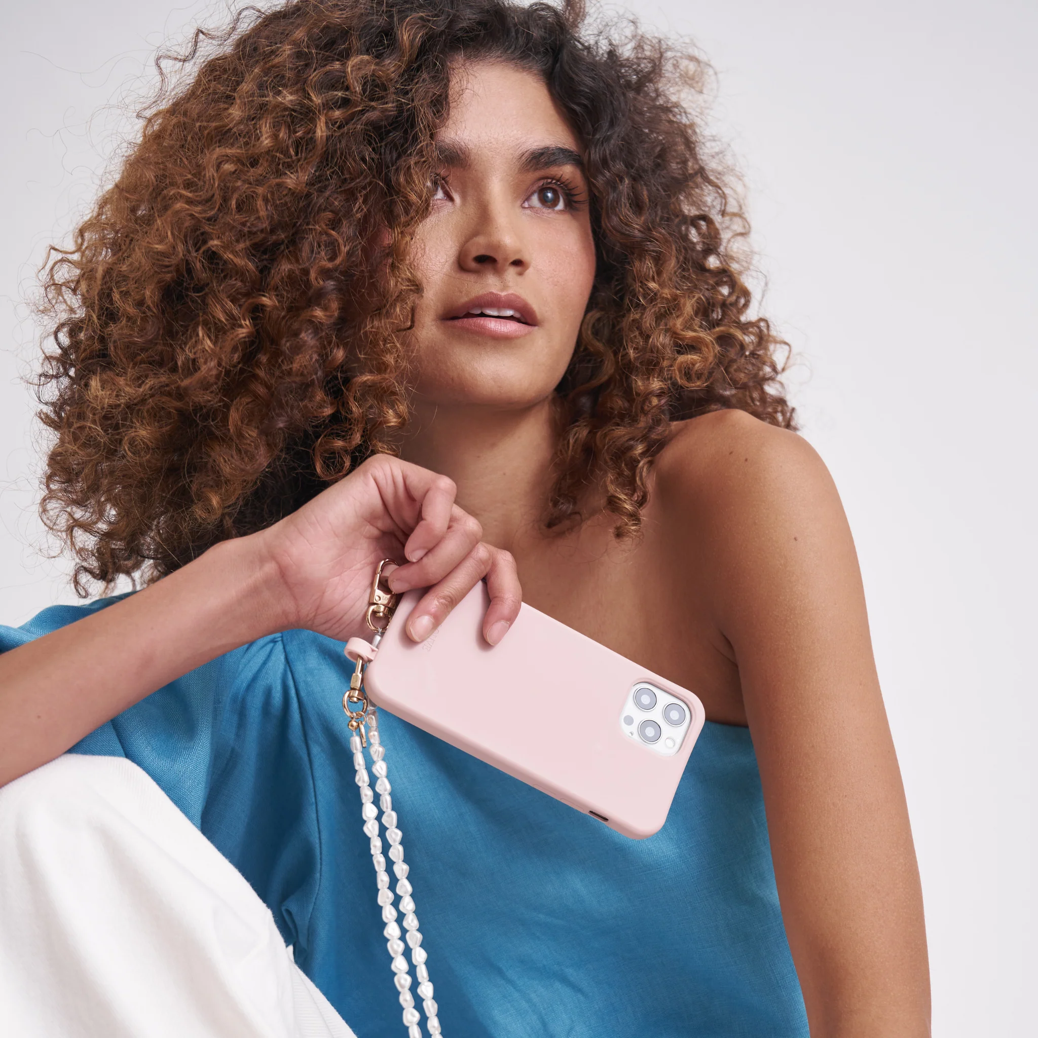 Dusty Pink Phone Case + Pearl Chain - Image 11