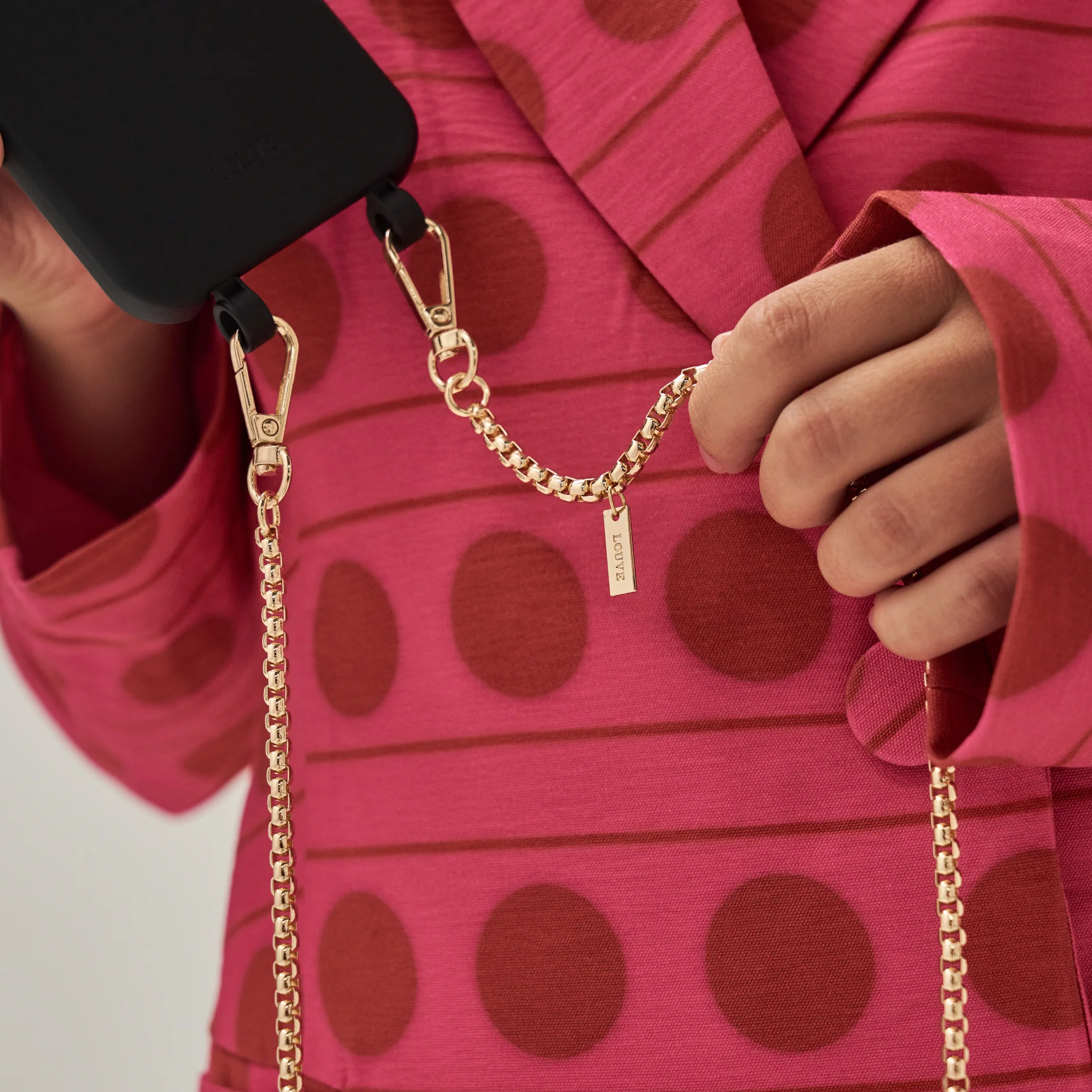 Black Phone Case + Gaia Gold-Plated Chain - Image 4