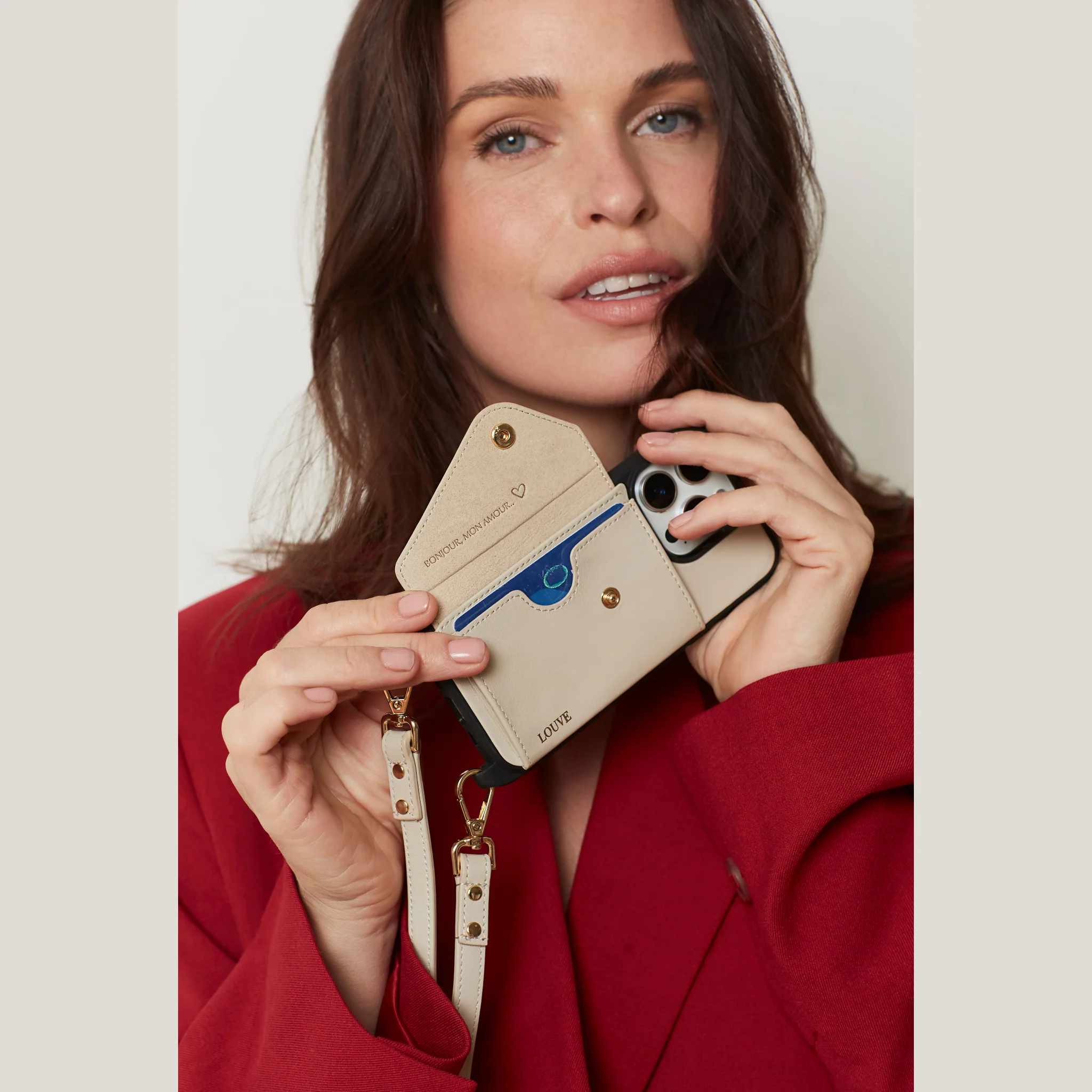 Zoe Bone Leather Phone Case Wallet & Crossbody Strap - Image 20