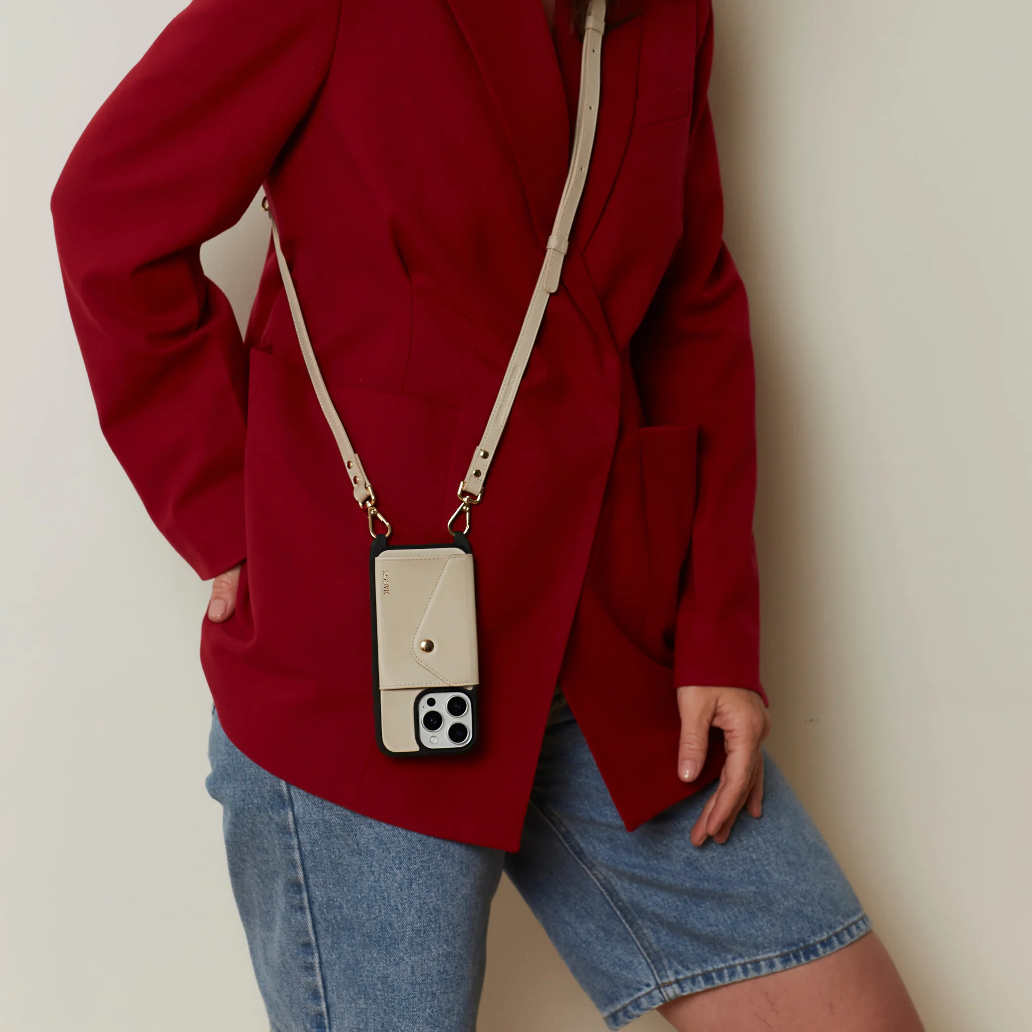 Zoe Bone Leather Phone Case Wallet & Crossbody Strap - Image 21