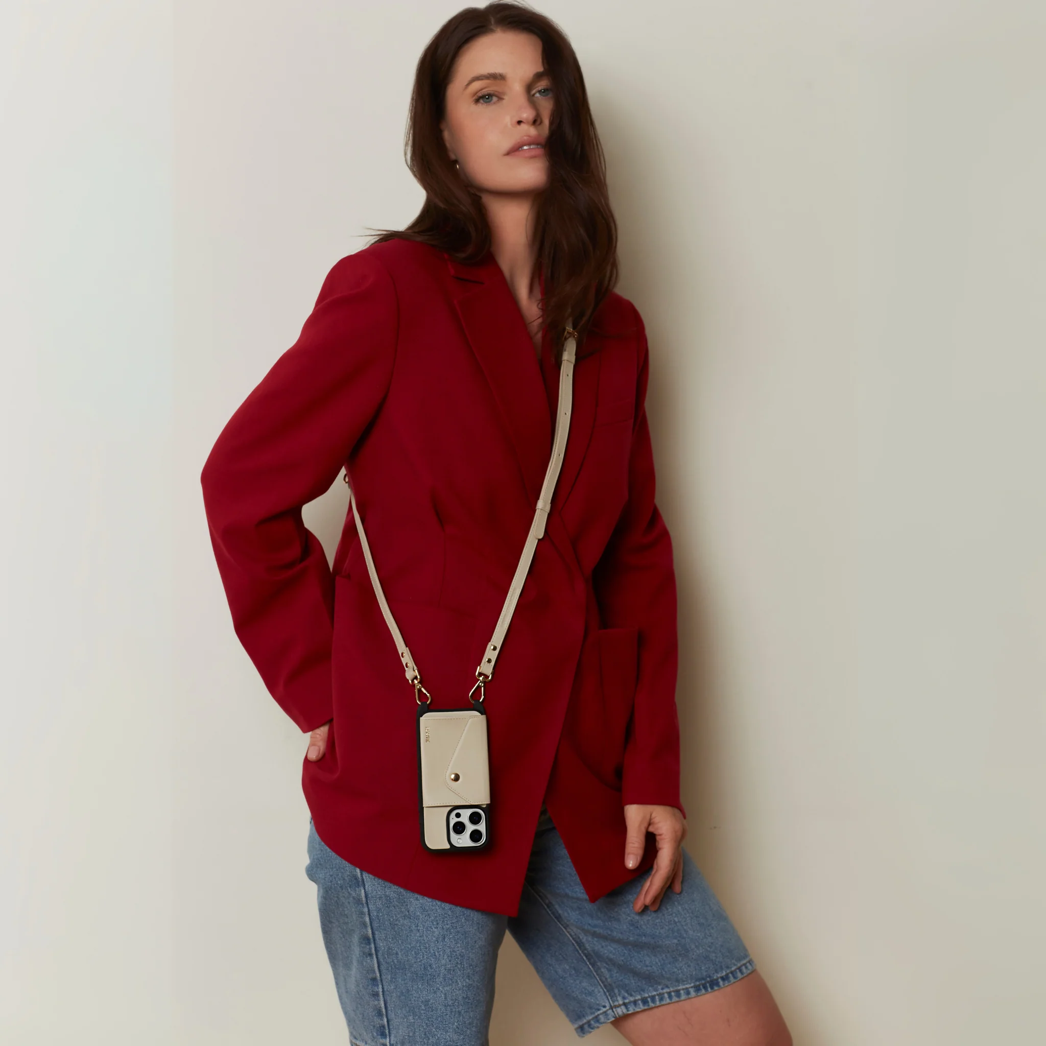 Zoe Bone Leather Phone Case Wallet & Crossbody Strap - Image 23