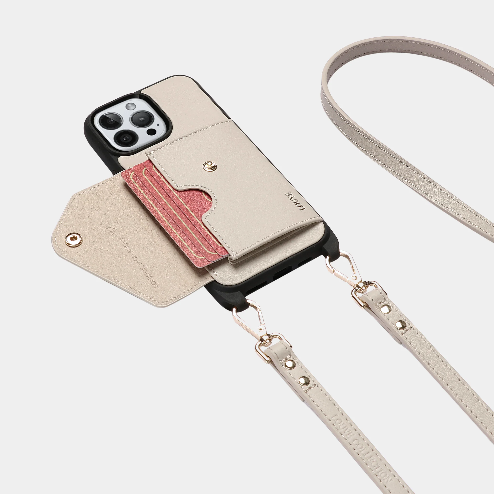 Zoe Bone Leather Phone Case Wallet & Crossbody Strap - Image 6